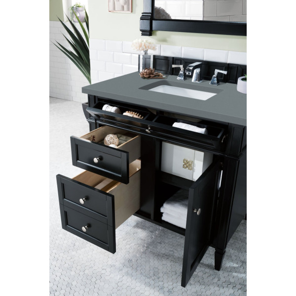 James Martin 650-V36-BKO-3 Brittany 36" Single Vanity Black Onyx withe Top