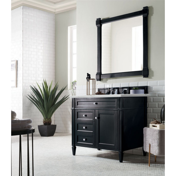 James Martin 650-V36-BKO-3 Brittany 36" Single Vanity Black Onyx withe Top