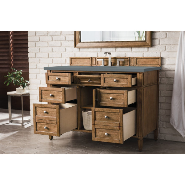 James Martin 650-V48-SBR-3 Brittany 48" Saddle Brown Single Vanity Quartz Top