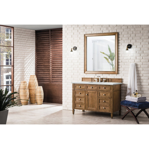 James Martin 650-V48-SBR-3 Brittany 48" Saddle Brown Single Vanity Quartz Top