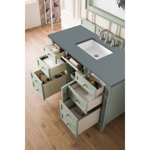 James Martin 650-V48-SGR-3 Brittany 48" Sage Green Single Vanity Quartz Top