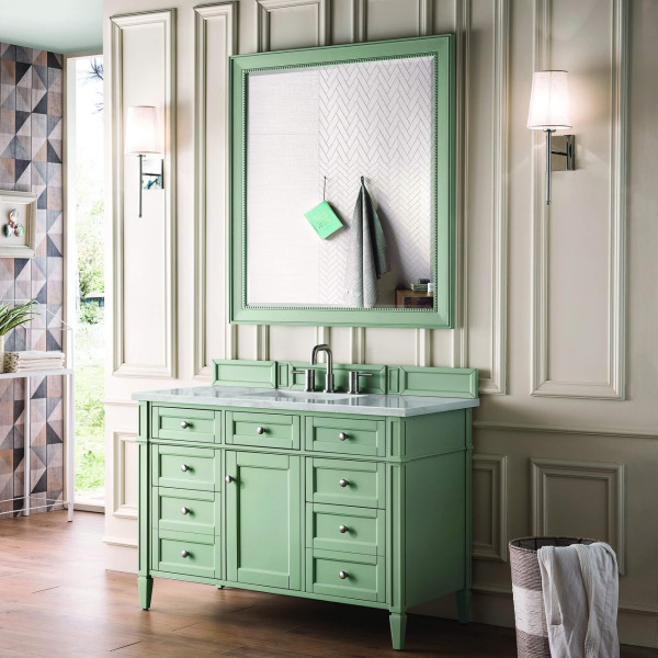 James Martin 650-V48-SGR-3VSL Vanity Sage Green w/ Victorian Silver Quartz Top