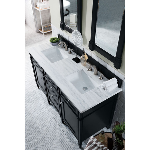 James Martin 650-V60D-BKO-3 Brittany 60" Black Onyx Double Vanity w/ Countertop