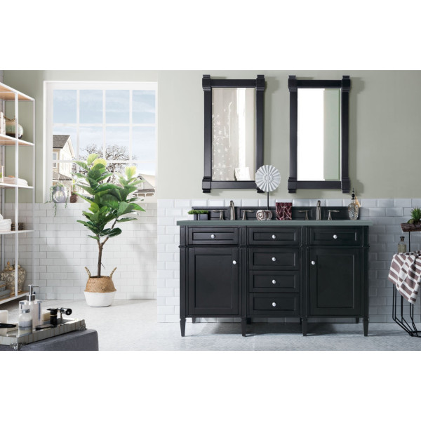 James Martin 650-V60D-BKO-3 Brittany 60" Black Onyx Double Vanity w/ Countertop