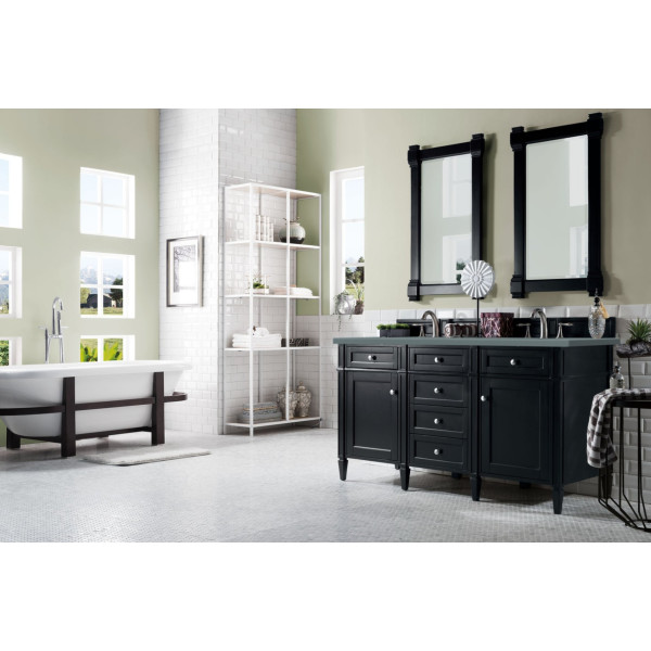 James Martin 650-V60D-BKO-3 Brittany 60" Black Onyx Double Vanity w/ Countertop