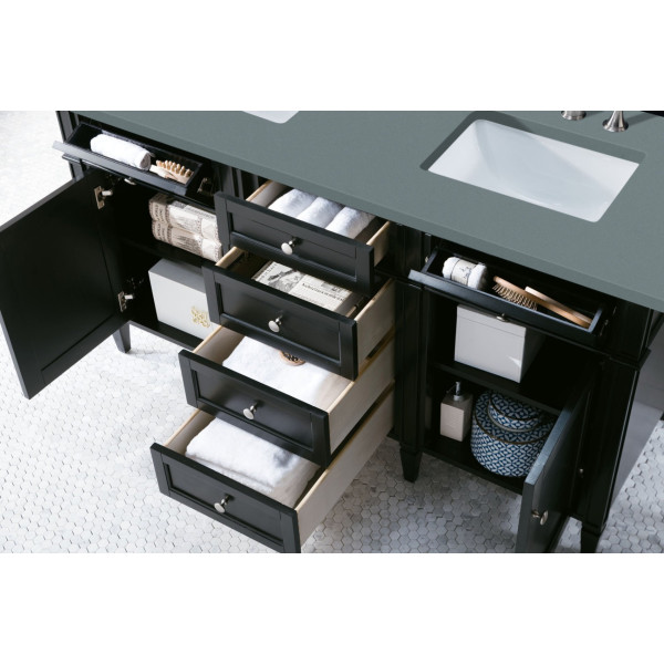James Martin 650-V60D-BKO-3 Brittany 60" Black Onyx Double Vanity w/ Countertop