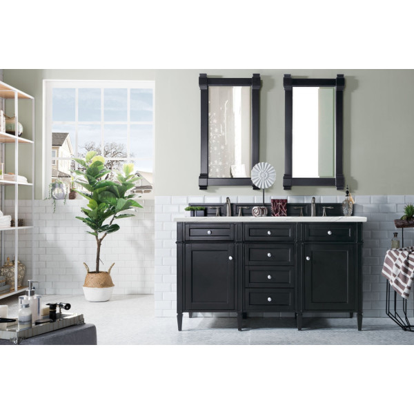 James Martin 650-V60D-BKO-3 Brittany 60" Black Onyx Double Vanity w/ Countertop