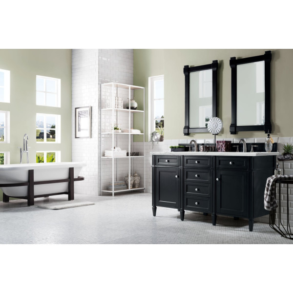 James Martin 650-V60D-BKO-3 Brittany 60" Black Onyx Double Vanity w/ Countertop