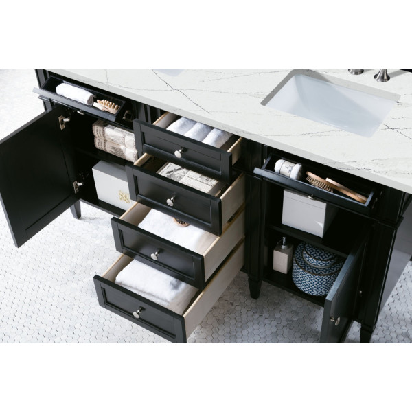 James Martin 650-V60D-BKO-3 Brittany 60" Black Onyx Double Vanity w/ Countertop