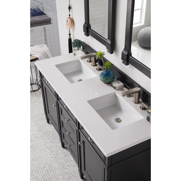 James Martin 650-V60D-3WZ Double Vanity w/ White Zeus Quartz Top
