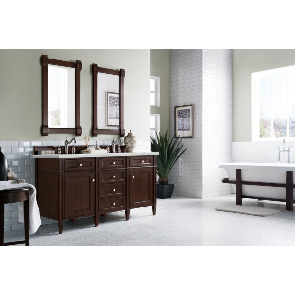 James Martin 650-V60D-BNM-3 60" Burnished Mahogany Double Vanity w/ Top