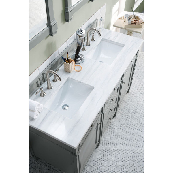 James Martin 650-V60D-UGR-3 Brittany 60" Urban Gray Double Vanity with Top