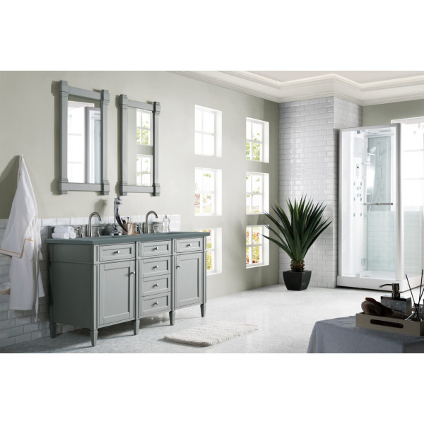 James Martin 650-V60D-UGR-3 Brittany 60" Urban Gray Double Vanity with Top