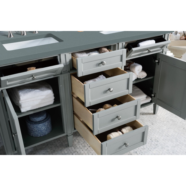 James Martin 650-V60D-UGR-3 Brittany 60" Urban Gray Double Vanity with Top