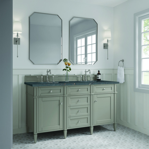 James Martin 650-V60D-UGR-3PBL Brittany Double Vanity Urban Gray w/ Quartz Top