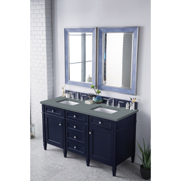 James Martin 650-V60D-VBL-3 Brittany 60" Victory Blue Double Vanity w/ Top