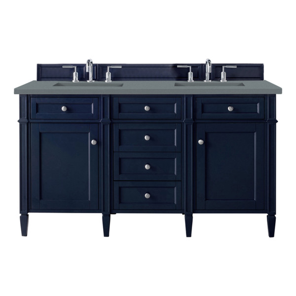 James Martin 650-V60D-VBL-3 Brittany 60" Victory Blue Double Vanity w/ Top