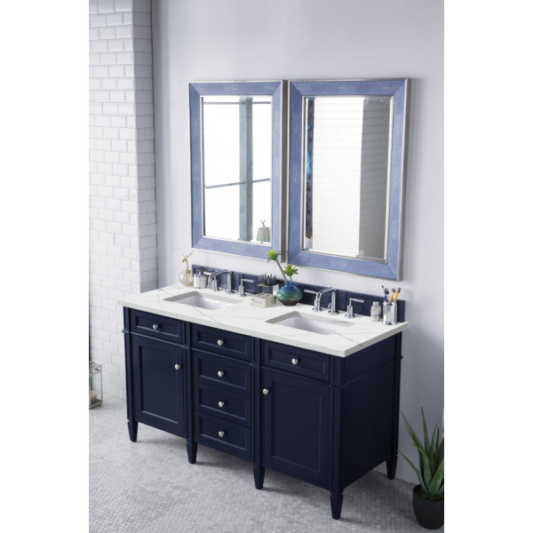 James Martin 650-V60D-VBL-3 Brittany 60" Victory Blue Double Vanity w/ Top
