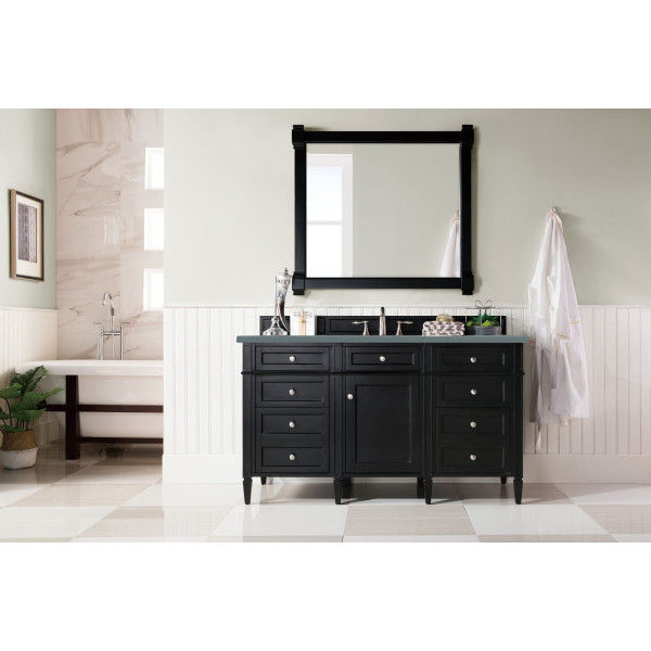 James Martin 650-V60S-BKO-3 Brittany 60" Single Vanity Black Onyx with Top