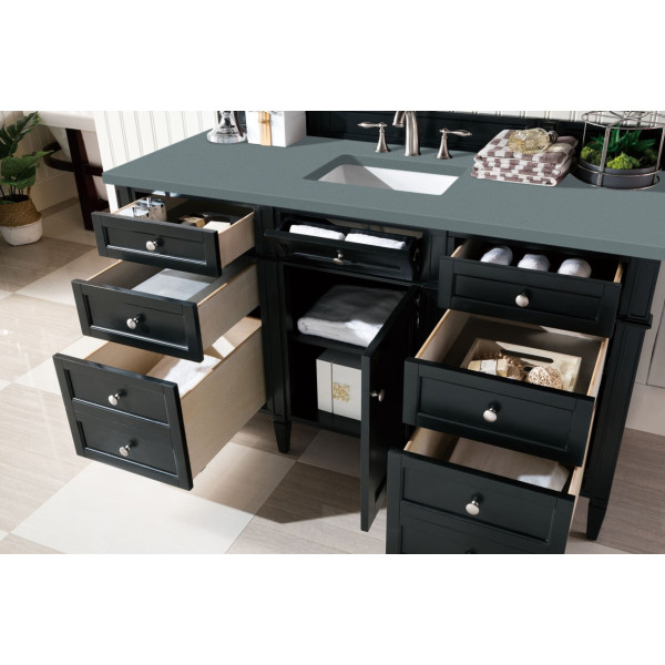 James Martin 650-V60S-BKO-3 Brittany 60" Single Vanity Black Onyx with Top