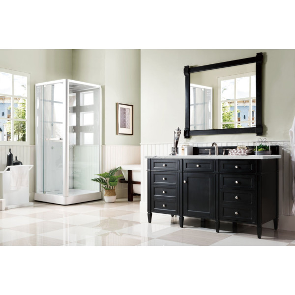 James Martin 650-V60S-BKO-3 Brittany 60" Single Vanity Black Onyx with Top