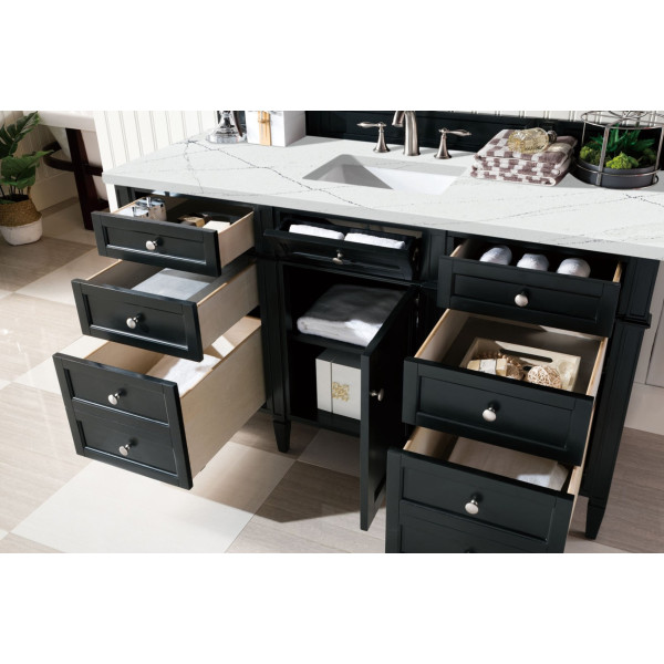James Martin 650-V60S-BKO-3 Brittany 60" Single Vanity Black Onyx with Top