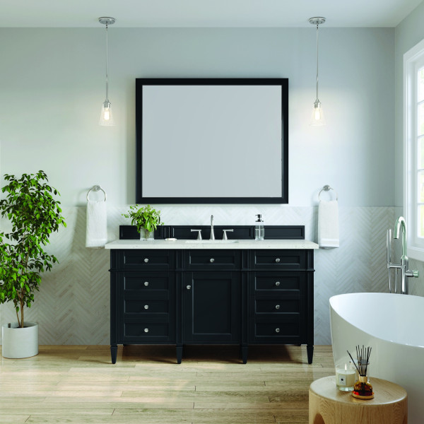 James Martin 650-V60S-BKO-3LDL Brittany Single Vanity Black Onyx w/ Quartz Top