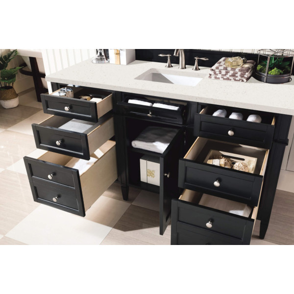 James Martin 650-V60S-BKO-3LDL Brittany Single Vanity Black Onyx w/ Quartz Top