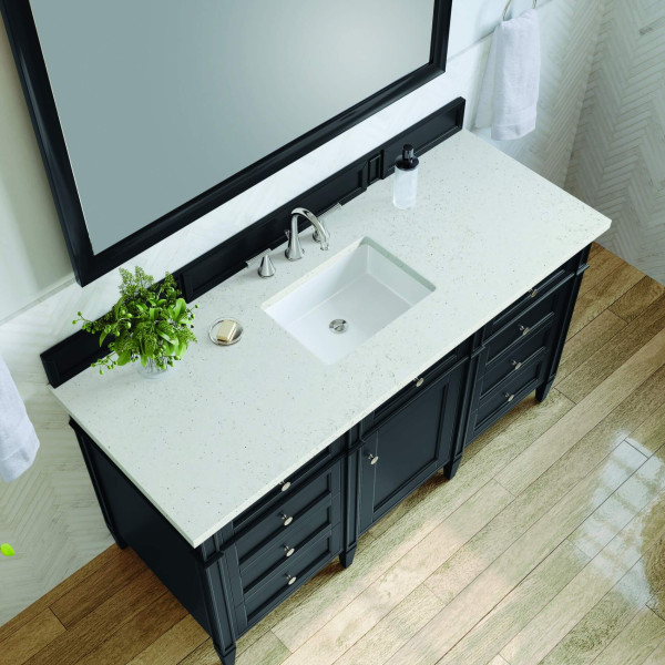James Martin 650-V60S-BKO-3LDL Brittany Single Vanity Black Onyx w/ Quartz Top