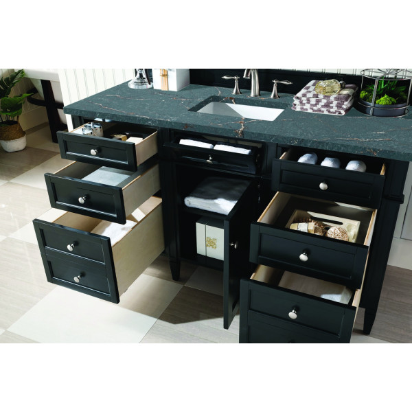 James Martin 650-V60S-BKO-3PBL Brittany Single Vanity Black Onyx w/ Quartz Top
