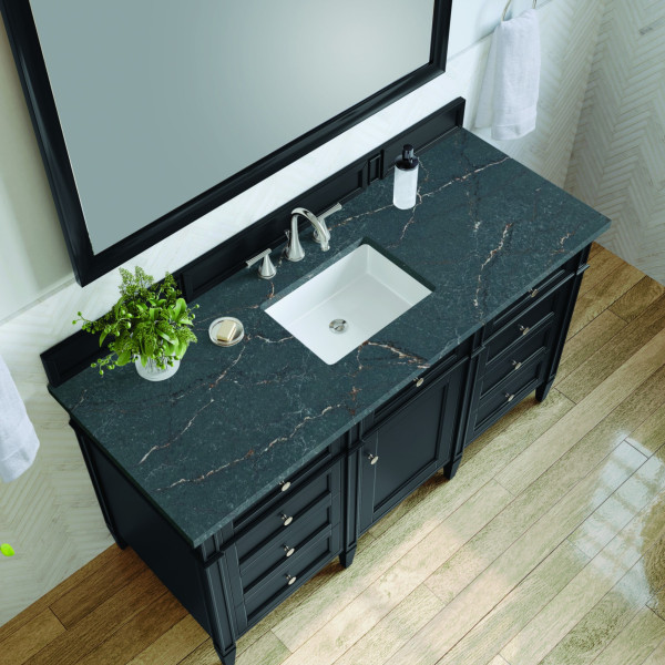 James Martin 650-V60S-BKO-3PBL Brittany Single Vanity Black Onyx w/ Quartz Top