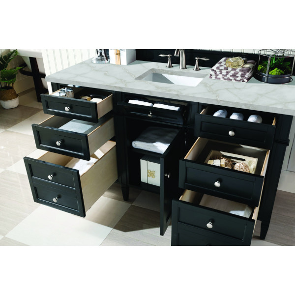 James Martin 650-V60S-BKO-3VSL Brittany Single Vanity Black Onyx w/ Quartz Top