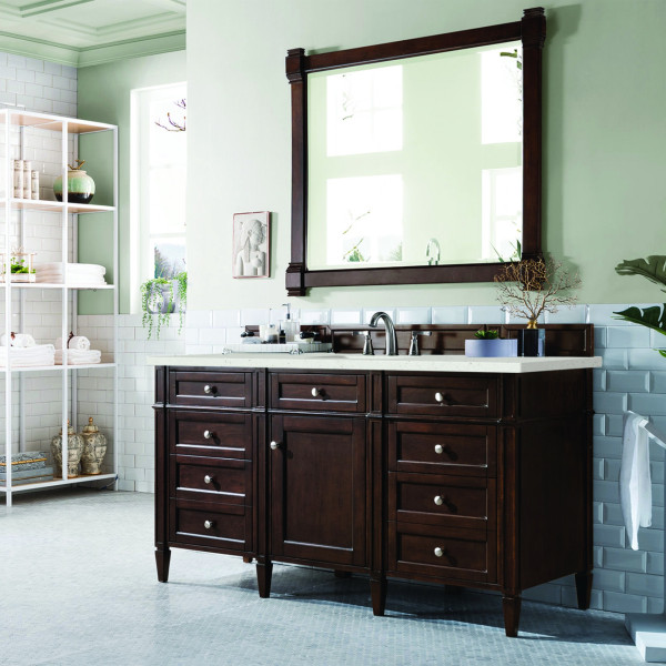 James Martin 650-V60S-BNM-3LDL Brittany Single Vanity Mahogany w/ Quartz Top