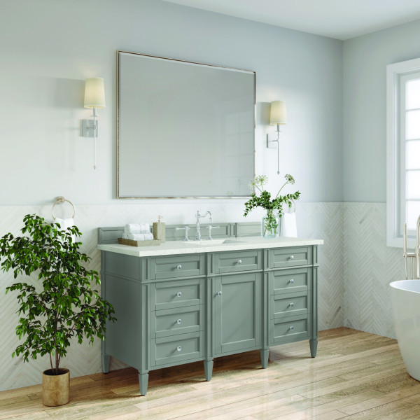 James Martin 650-V60S-UGR-3LDL Brittany Single Vanity Urban Gray w/ Quartz Top