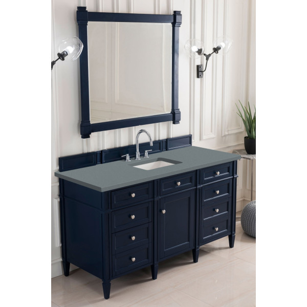 James Martin 650-V60S-VBL-3 60 Inch Victory Blue Single Vanity w/ 3 CM Top