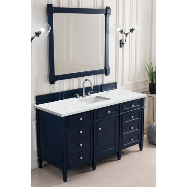 James Martin 650-V60S-VBL-3 60 Inch Victory Blue Single Vanity w/ 3 CM Top