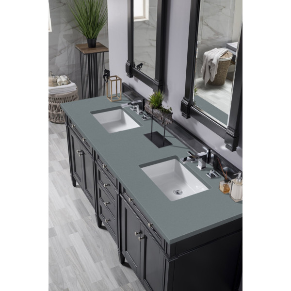 James Martin 650-V72-BKO-3 Brittany 72" Black Onyx Double Vanity w/ CM Top