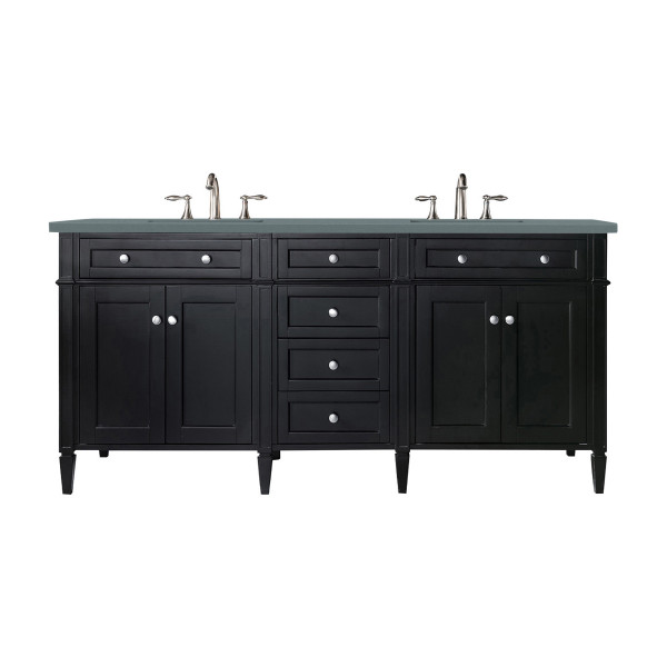 James Martin 650-V72-BKO-3 Brittany 72" Black Onyx Double Vanity w/ CM Top