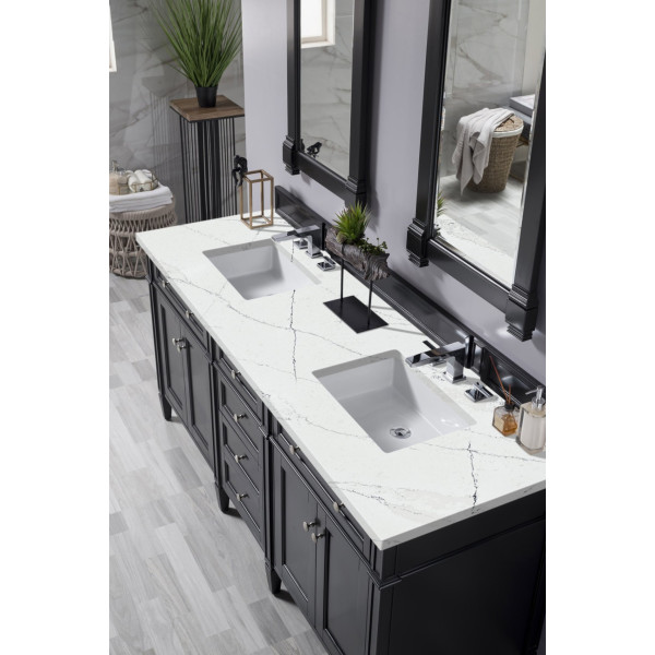 James Martin 650-V72-BKO-3 Brittany 72" Black Onyx Double Vanity w/ CM Top