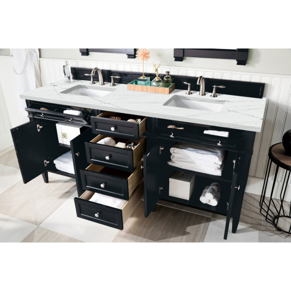 James Martin 650-V72-BKO-3 Brittany 72" Black Onyx Double Vanity w/ CM Top