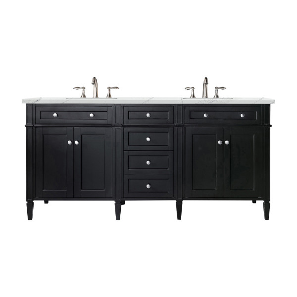 James Martin 650-V72-BKO-3 Brittany 72" Black Onyx Double Vanity w/ CM Top
