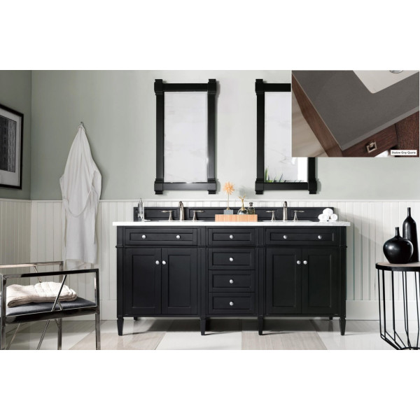 James Martin 650-V72-BKO-3 Brittany 72" Black Onyx Double Vanity w/ CM Top