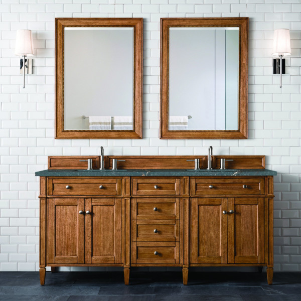 James Martin 650-V72-SBR-3PBL Brittany Vanity Brown w/ Parisien Bleu Quartz Top