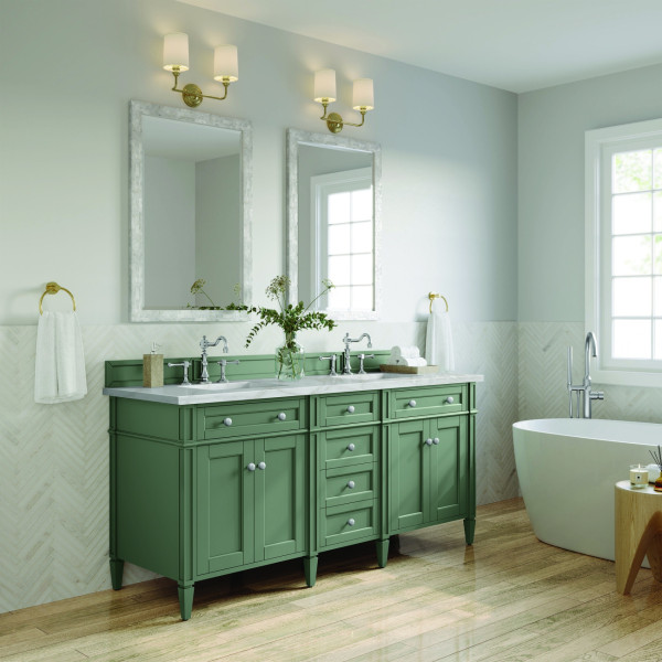 James Martin 650-V72-SC-3VSL Vanity Smokey Celadon w/ Victorian Silver Top