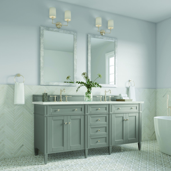 James Martin 650-V72-UGR-3LDL Brittany Double Vanity Urban Gray w/ Quartz Top