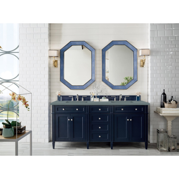 James Martin 650-V72-VBL-3 Brittany 72" Victory Blue Double Vanity w/ 3 CM Top