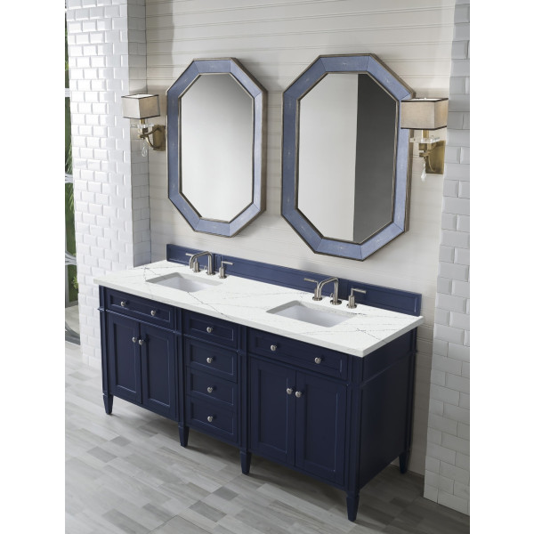 James Martin 650-V72-VBL-3 Brittany 72" Victory Blue Double Vanity w/ 3 CM Top