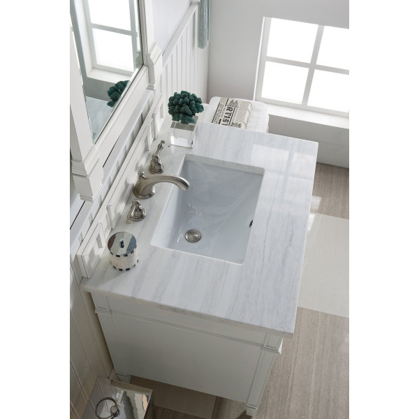 James Martin 655-V30-BW-3AF Bright White Vanity w/ Arctic Fall Solid Surface Top