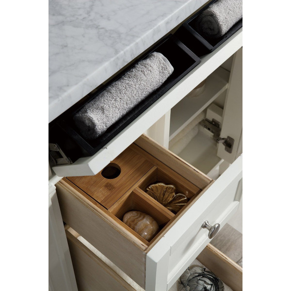 James Martin 655-V30-BW-3CAR Bright White Single Vanity With Carrara Marble Top