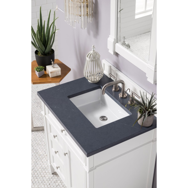 James Martin 655-V30-BW-3CSP Bright White Single Vanity With Charcoal Quartz Top